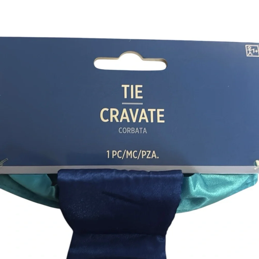 Baby Boy 1st Birthday Satin Blue Tie 9”